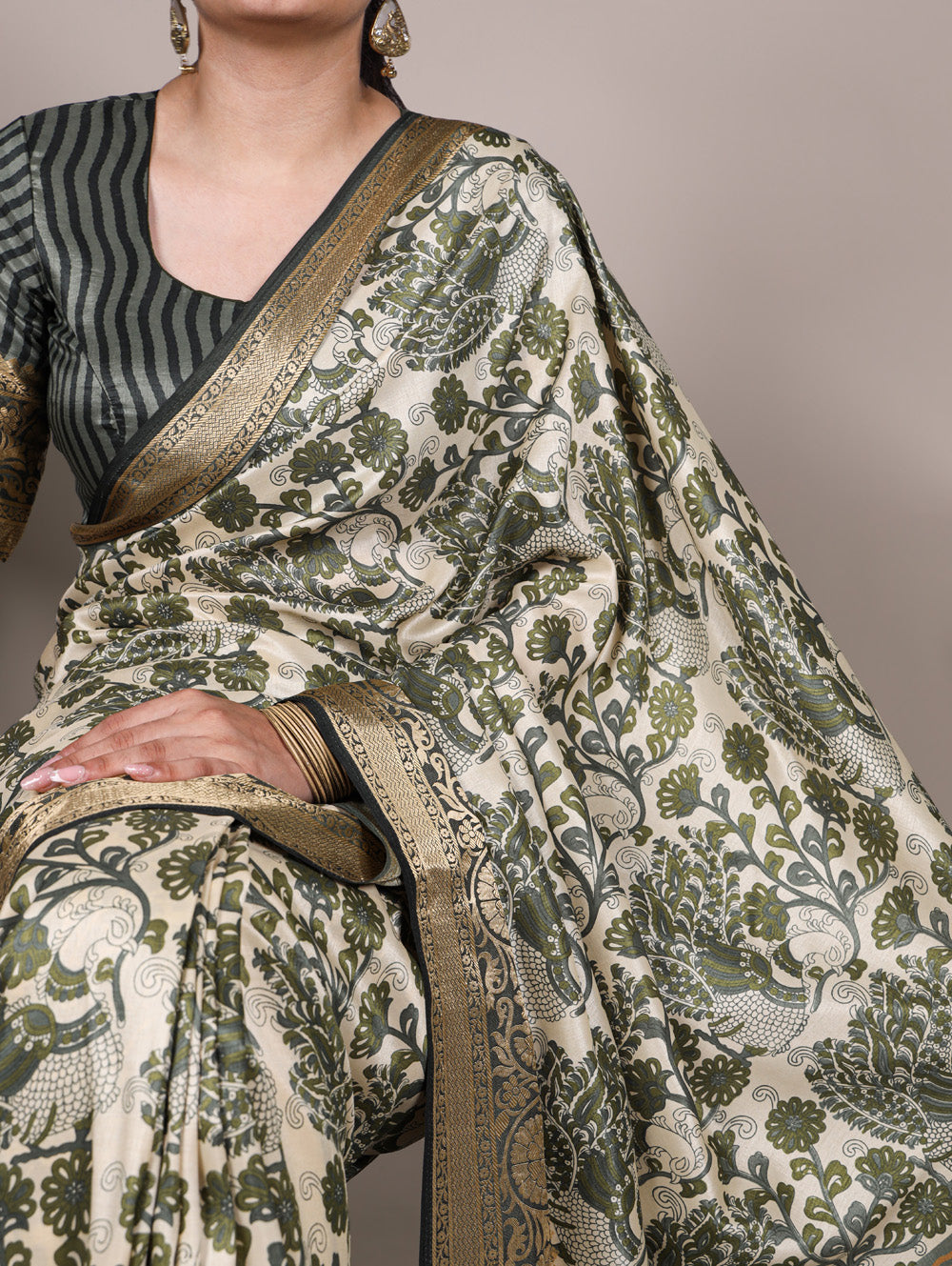 Tasar silk saree with viscose border
