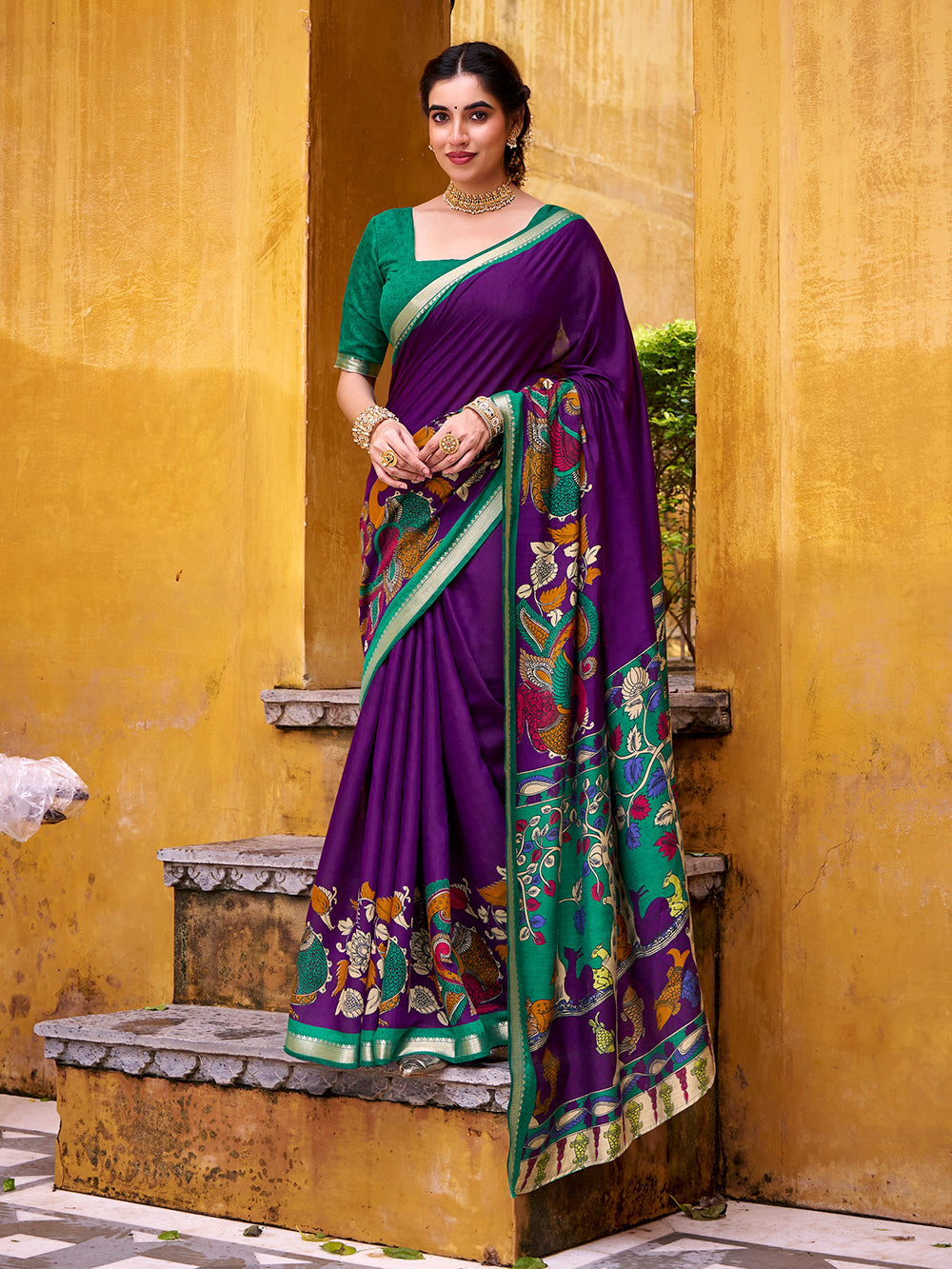 Zari border viscose chanderi saree