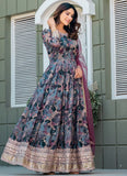 Embroidery and Sequins Work Gown