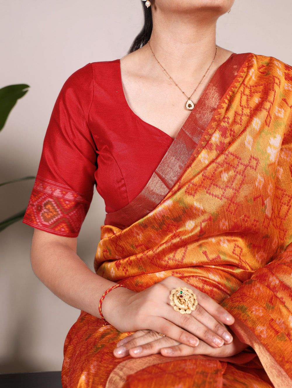 Orange silk saree for weddings and festivals