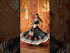 Green Mirror Embroidered Rayon Lehenga Choli for Navratri
