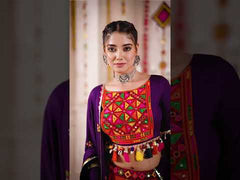 Regal Purple Festival Lehenga Choli with Kutchi Mirror Work & Dupatta