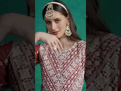 Rust Lakhnavi Work Faux Georgette Indian Anarkali Suit