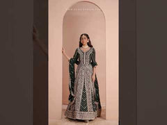Green Faux Georgette Embroidered Anarkali Suit with Dupatta