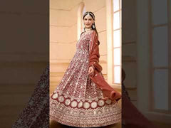 Classic Brown Faux Georgette Embroidered Anarkali Suit