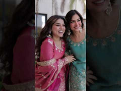 Sky Blue Embroidered Sharara Dress Set in Fendi Crush Fabric