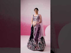 Purple Satin Heavy Embroidered Lehenga with Sequins for Weddings