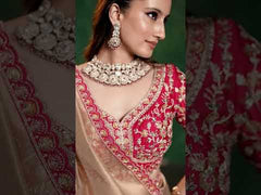 Designer Rose Gold Party Wear Saree in Kora Zari Tissue Silk