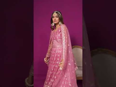 Pink New Embroidered Anarkali suit For Engagement