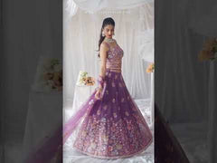 Elegant Lavender Sequins Zarkan Embroidered Organza Bridesmaid Lehenga Choli