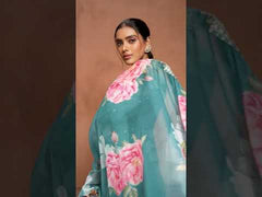 Rama Green Roman Silk Sharara Suit with Gota Patti Work
