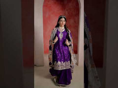 Trendy Purple Chinon Silk Party Wear Palazzo Suit with Taby Silk Dupatta