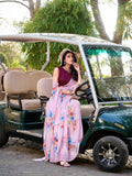 Pink floral printed saree for women