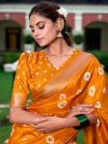 Mustard Color Shibori Print With Zari Weaving Border Dola Silk Chaniya Choli