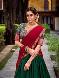 Green zari weaving lehenga for weddings