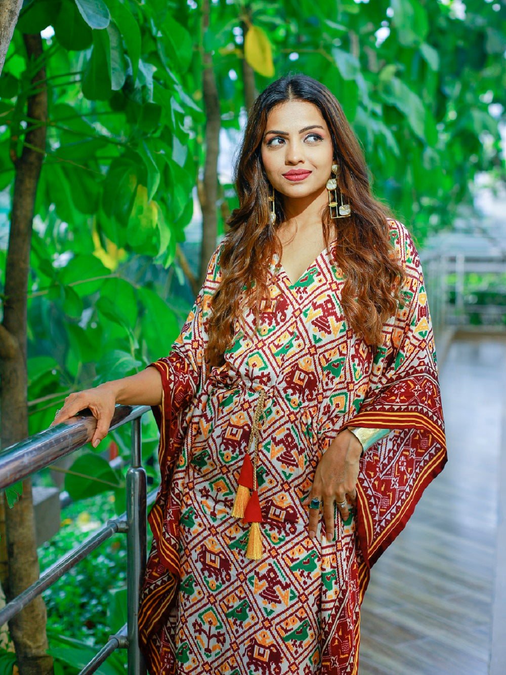 Maroon Color Bandhani Printed Pure Gaji Silk Kaftan