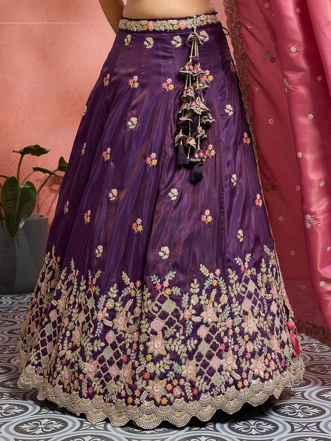 Elegant Purple Reception & Bridesmaid Lehenga for Women