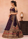 Zari Embroidered Wedding Lehenga in Purple