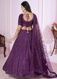 Purple georgette side slit lehenga for cocktail party