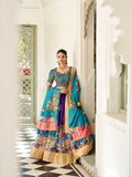 Purple lehenga with weaving border