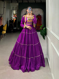 Purple Navratri Chaniya Choli with Koti In Pure Rayon and Gota Patti