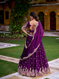 Purple Bridal Lehenga with 1m Unstitched Blouse