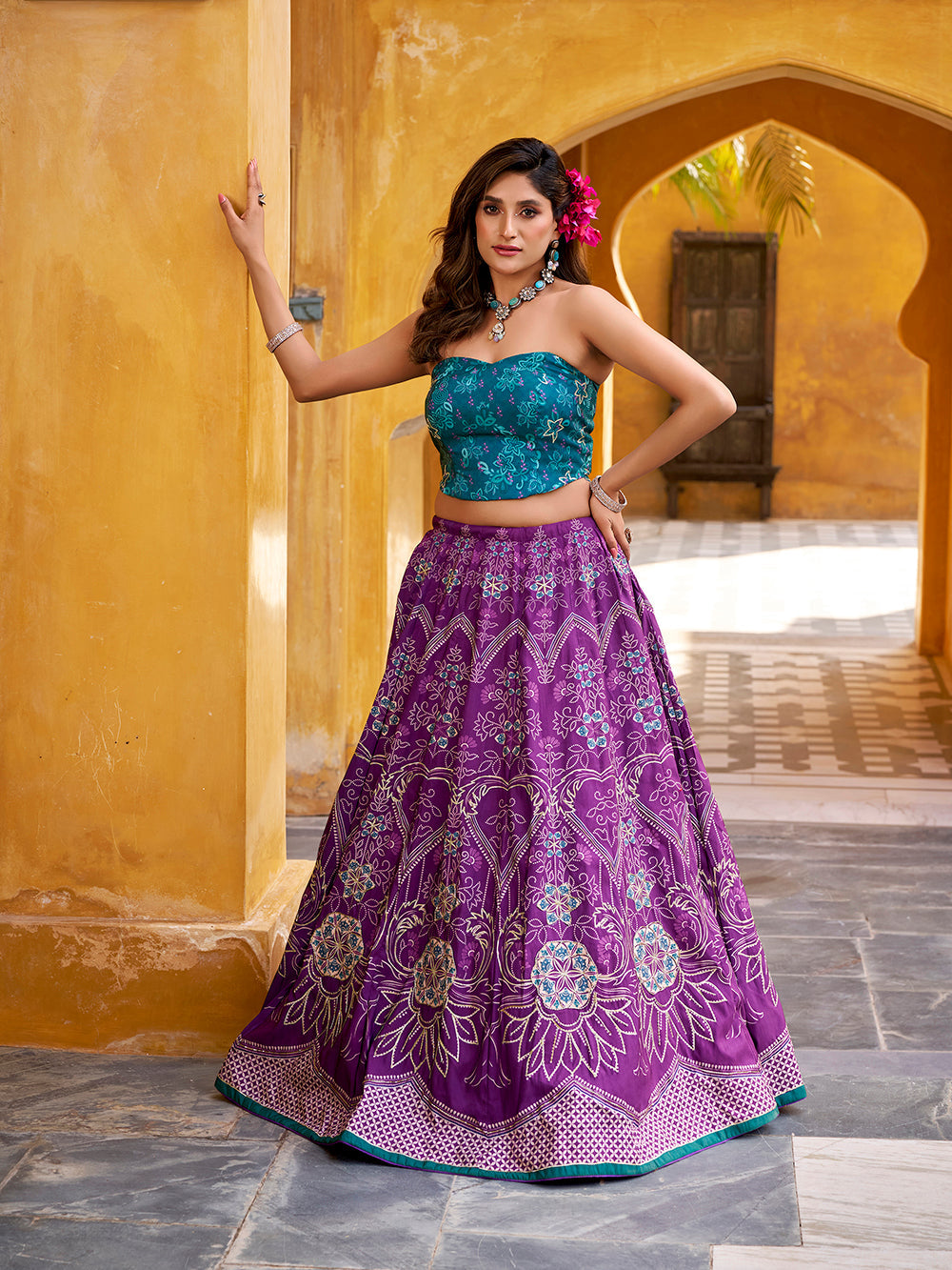 vaishali silk lehenga with dupatta purple