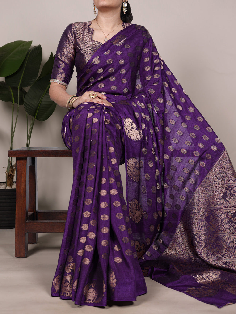 purple roop silk saree with zari weaving