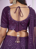 Modern purple lehenga for reception and evening wedding