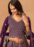 Purple Georgette Palazzo Suit for Women | Embroidered Salwar Kameez