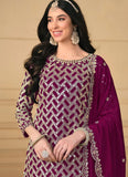 Purple Georgette Embroidered  Sharara Salwar Suit For Party