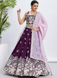 Purple Party Wear Lehenga with Sequins Embroidery