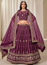 Regal Purple Bridesmaid Lehenga for Wedding Functions in Art Silk