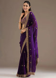 Purple Reception Wear Tissue Silk Saree for Women