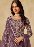 Purple Sequins Embroidered Net Sharara Suit with Satin Inner – Designer Wedding & Festive Wear Outfit
