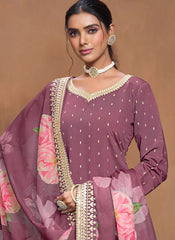 Purple Silk Gota patti Work Sharara Suit