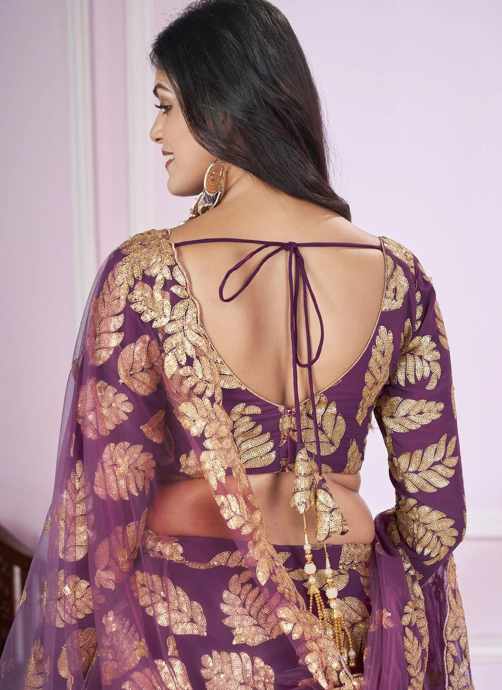 Stylish purple party wear lehenga for sangeet function