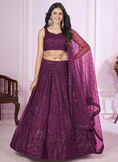 Purple Engagement Lehenga – Elegant Soft Net Designer Set