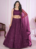 Purple Engagement Lehenga – Elegant Soft Net Designer Set