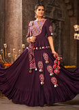 Purple Thread Embroidered Indian Traditonal Navratri Chaniya Choli