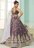 Purple Tissue Lehenga with Moti & Sequin Embroidery
