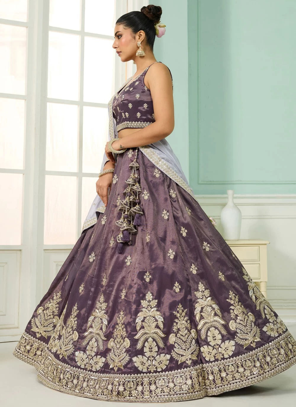 Purple Lehenga with Lavender Dupatta