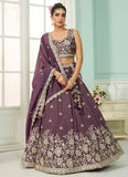 Enchanting bridesmaid lehenga | Purple tissue sequin & stone work