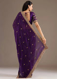 Purple Wedding Guest Saree in Tissue Fabric