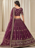 Purple Art Silk Bridesmaid Lehenga with Embroidered Net Dupatta