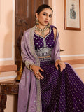 Purple tissue silk ring ceremony lehenga for women