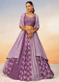 Radiant Lavender Poly Chiffon Indian Ethnic Lehenga Choli with Embroidered Dupatta