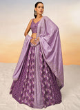 Radiant Lavender Poly Chiffon Indian Ethnic Lehenga Choli with Embroidered Dupatta