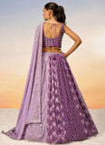 Radiant Lavender Poly Chiffon Indian Ethnic Lehenga Choli with Embroidered Dupatta