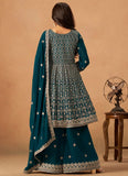Rama Faux Georgette Palazzo Salwar Kameez with Embroidery Work
